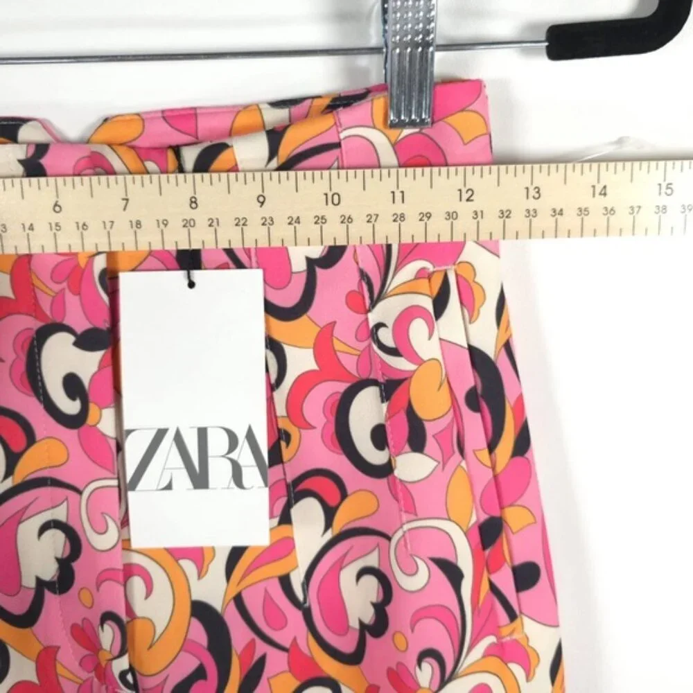 NWT ZARA‎ Paisley Floral Straight Leg High Waist Pants 1478/935 Size XS